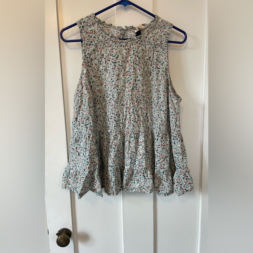 Fine Floral Print Tank Top Blouse